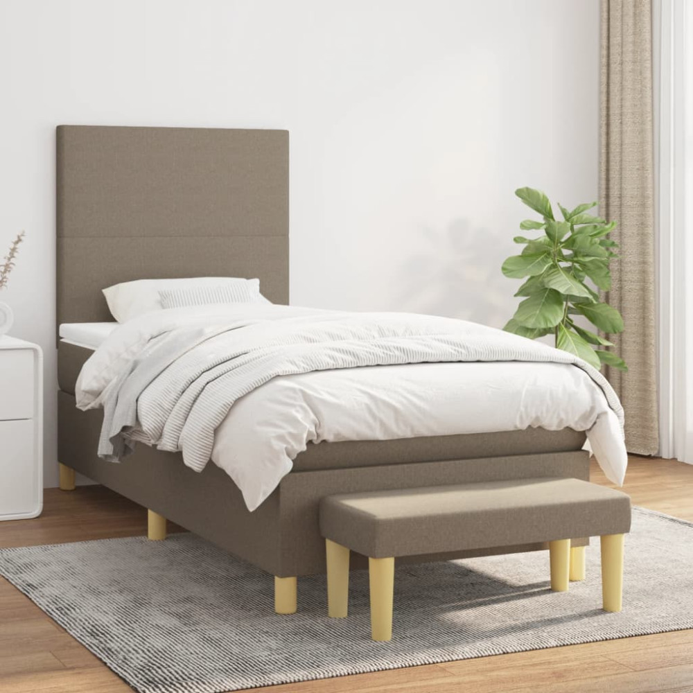 Produktbild för Ramsäng med madrass taupe 90x200 cm tyg