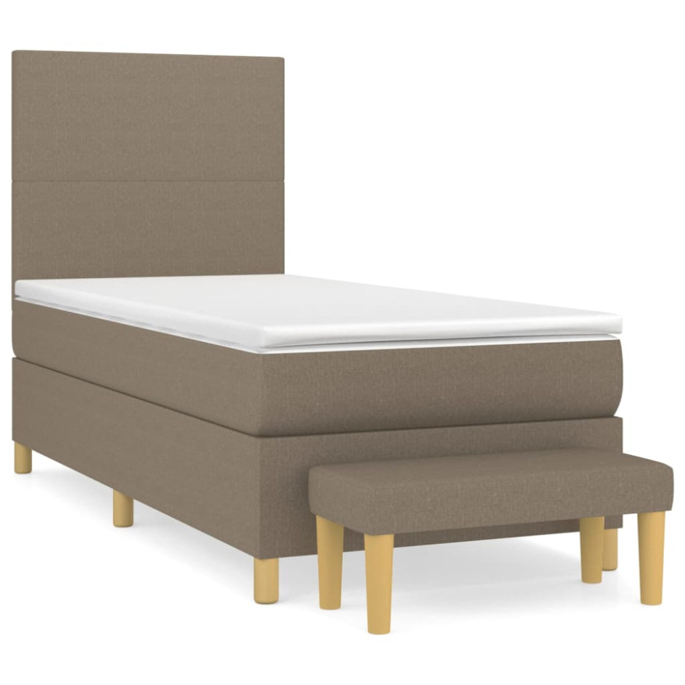 Produktbild för Ramsäng med madrass taupe 90x200 cm tyg