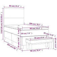 Produktbild för Ramsäng med madrass gräddvit 90x200 cm tyg