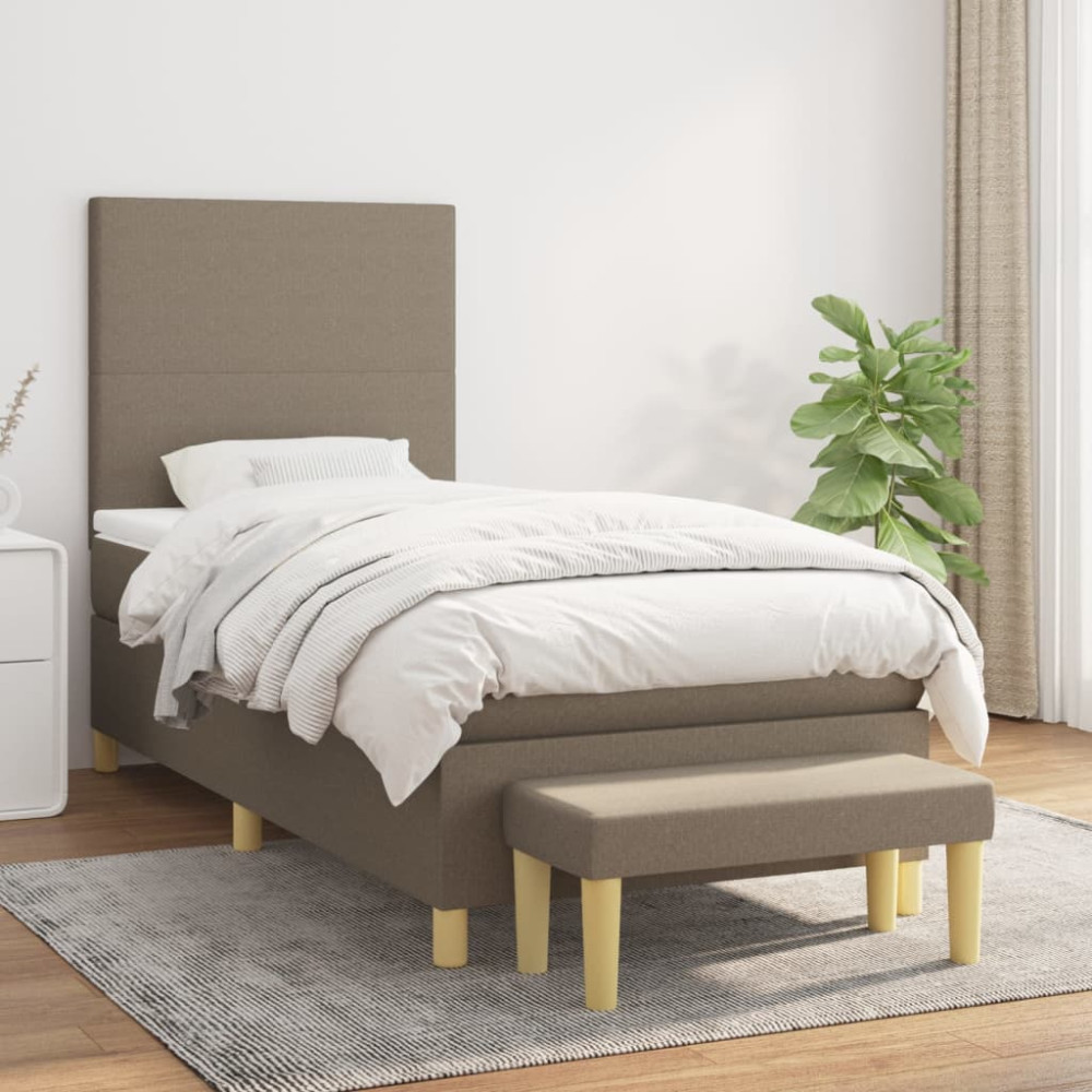 Produktbild för Ramsäng med madrass taupe 100x200 cm tyg