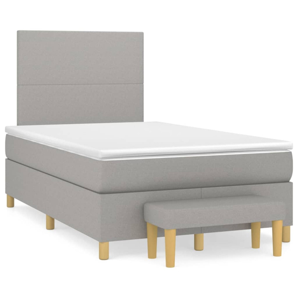 Produktbild för Ramsäng med madrass ljusgrå 120x200 cm tyg