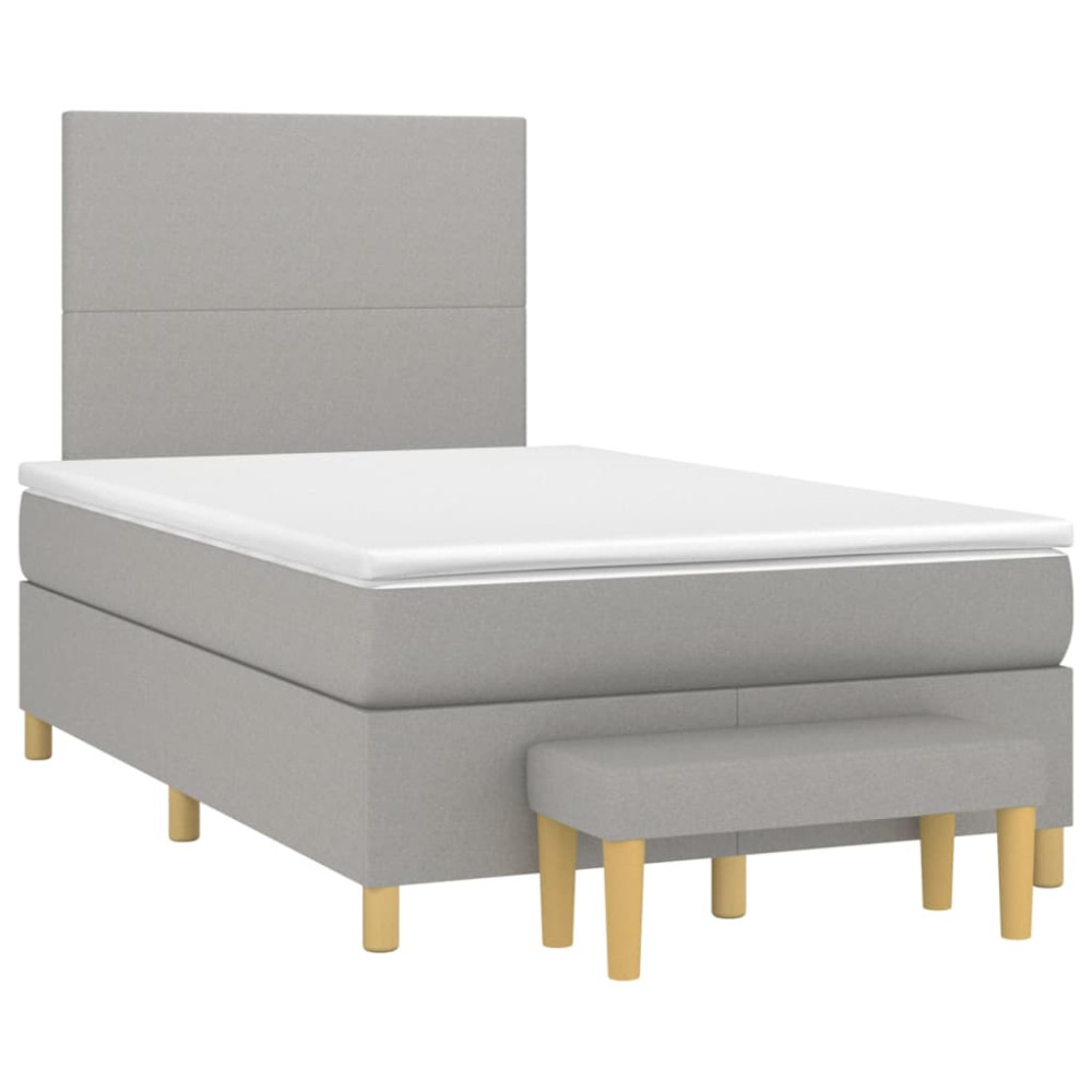 Produktbild för Ramsäng med madrass ljusgrå 120x200 cm tyg