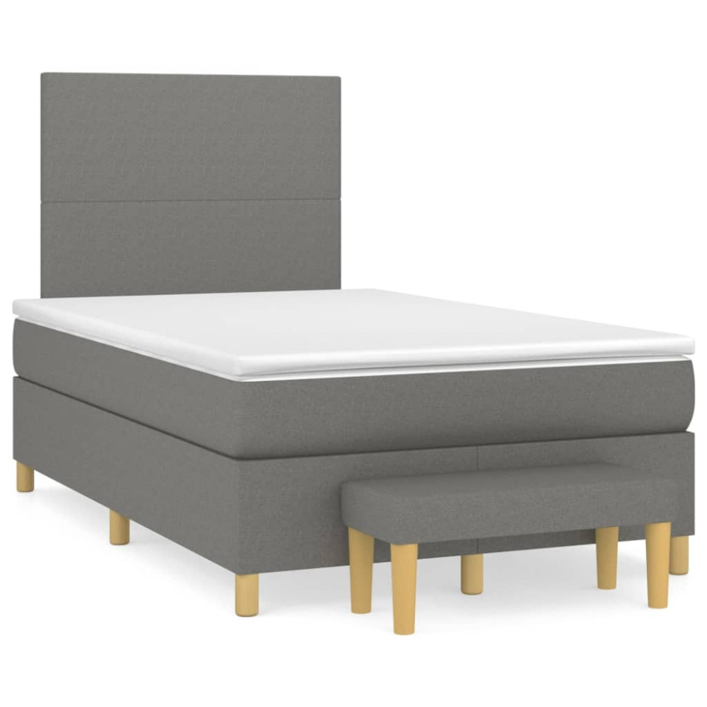 Produktbild för Ramsäng med madrass mörkgrå 120x200 cm tyg