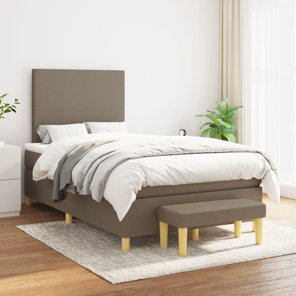Produktbild för Ramsäng med madrass taupe 120x200 cm tyg