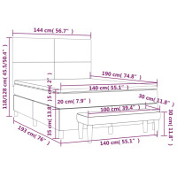 Produktbild för Ramsäng med madrass ljusgrå 140x190 cm tyg