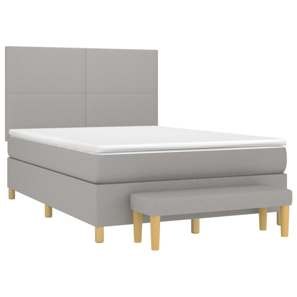 Produktbild för Ramsäng med madrass ljusgrå 140x200 cm tyg