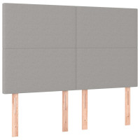 Produktbild för Ramsäng med madrass ljusgrå 140x200 cm tyg