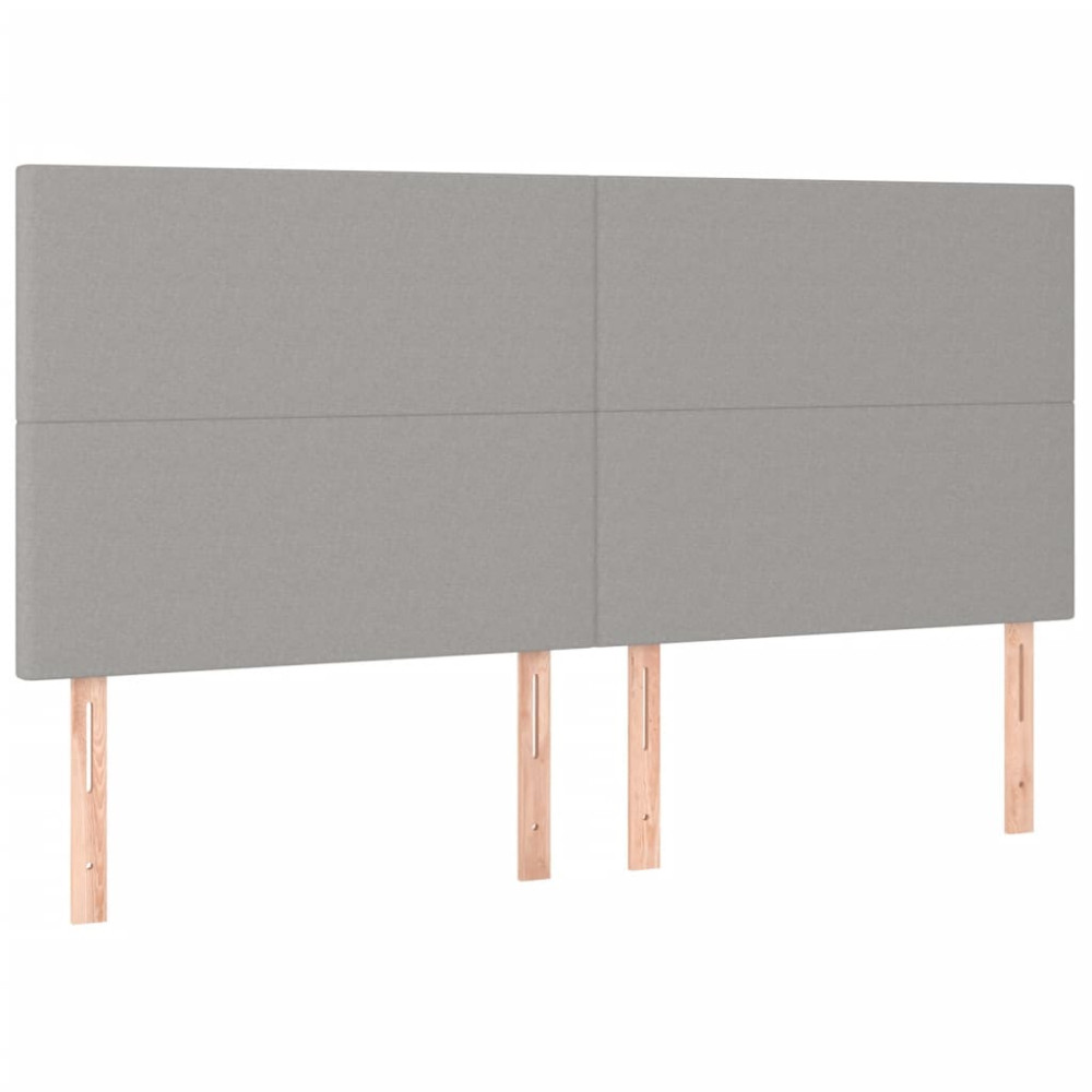 Produktbild för Ramsäng med madrass ljusgrå 200x200 cm tyg