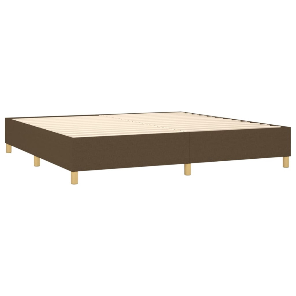 Produktbild för Ramsäng med madrass mörkbrun 200x200 cm tyg