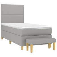 Produktbild för Ramsäng med madrass ljusgrå 90x190 cm tyg