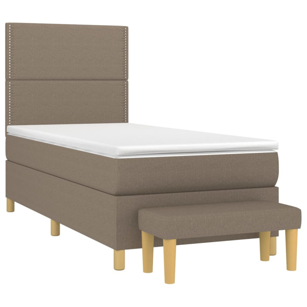 Produktbild för Ramsäng med madrass taupe 90x190 cm tyg