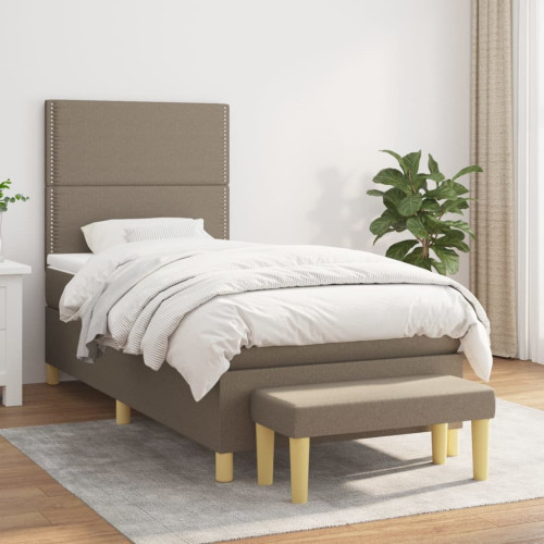 vidaXL Ramsäng med madrass taupe 90x200 cm tyg