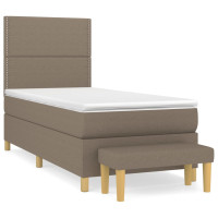 Produktbild för Ramsäng med madrass taupe 90x200 cm tyg