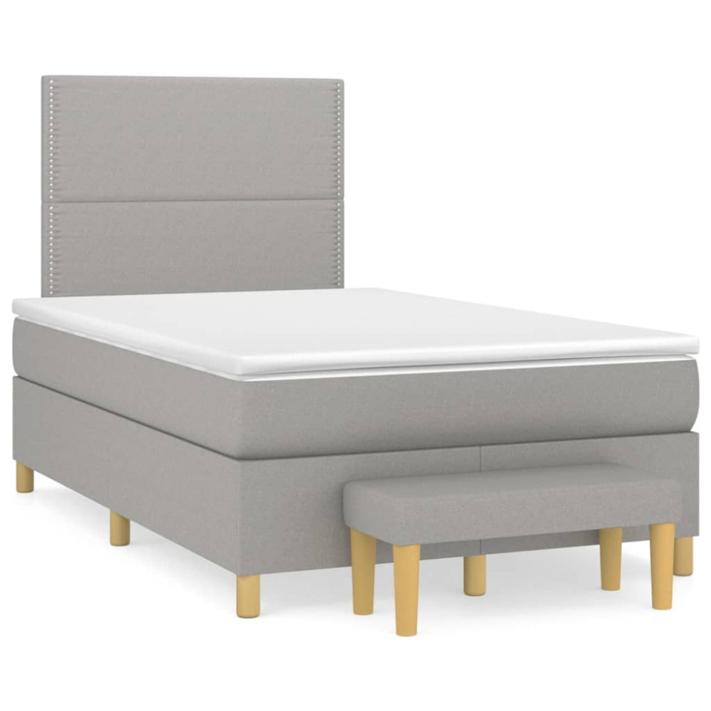 Produktbild för Ramsäng med madrass ljusgrå 120x200 cm tyg