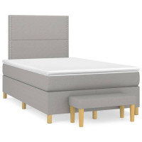 Produktbild för Ramsäng med madrass ljusgrå 120x200 cm tyg