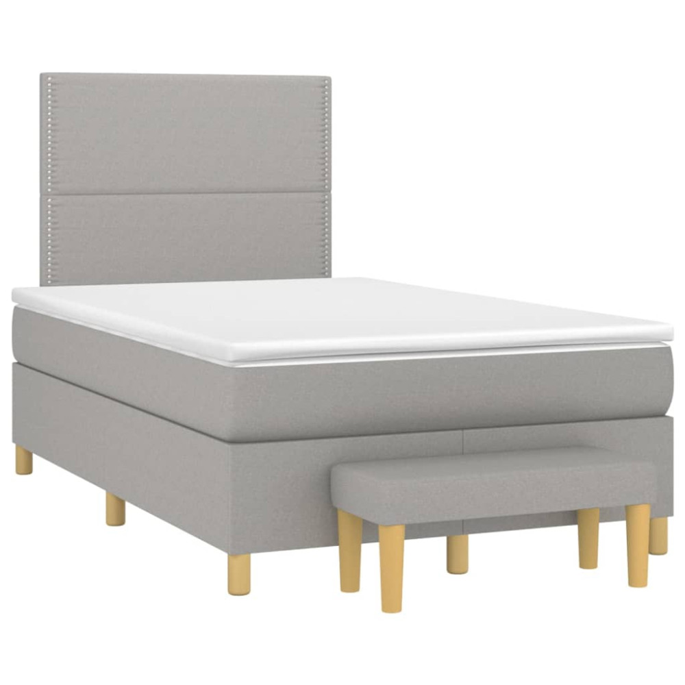 Produktbild för Ramsäng med madrass ljusgrå 120x200 cm tyg