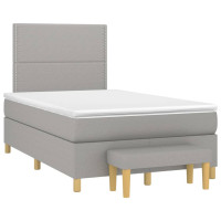 Produktbild för Ramsäng med madrass ljusgrå 120x200 cm tyg