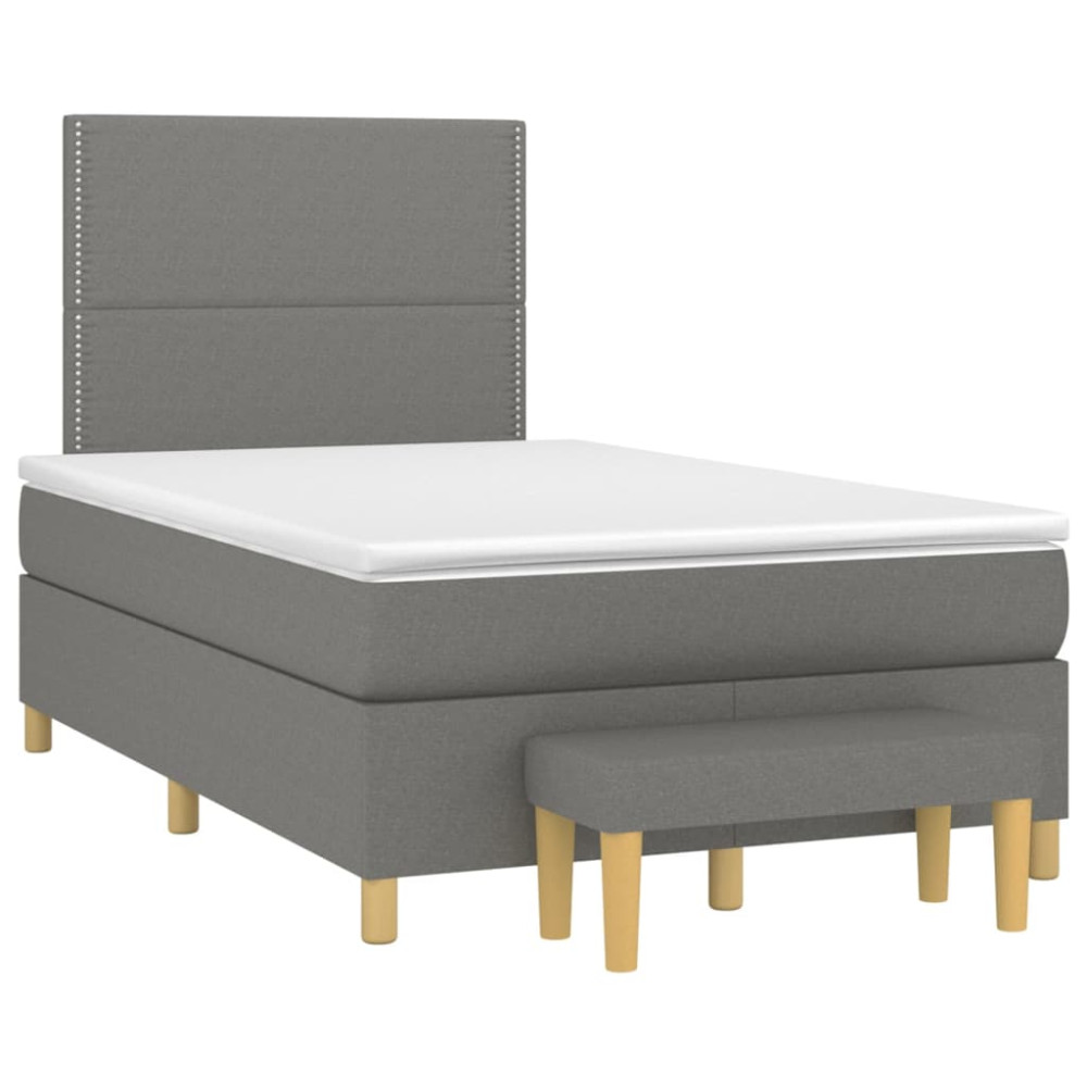 Produktbild för Ramsäng med madrass mörkgrå 120x200 cm tyg