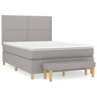 Produktbild för Ramsäng med madrass ljusgrå 140x190 cm tyg