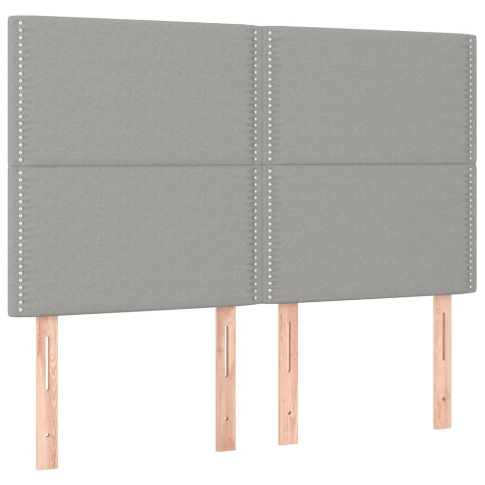 Produktbild för Ramsäng med madrass ljusgrå 140x190 cm tyg