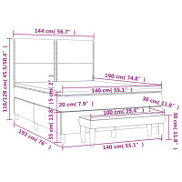 Produktbild för Ramsäng med madrass ljusgrå 140x190 cm tyg