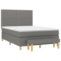Produktbild för Ramsäng med madrass mörkgrå 140x190 cm tyg