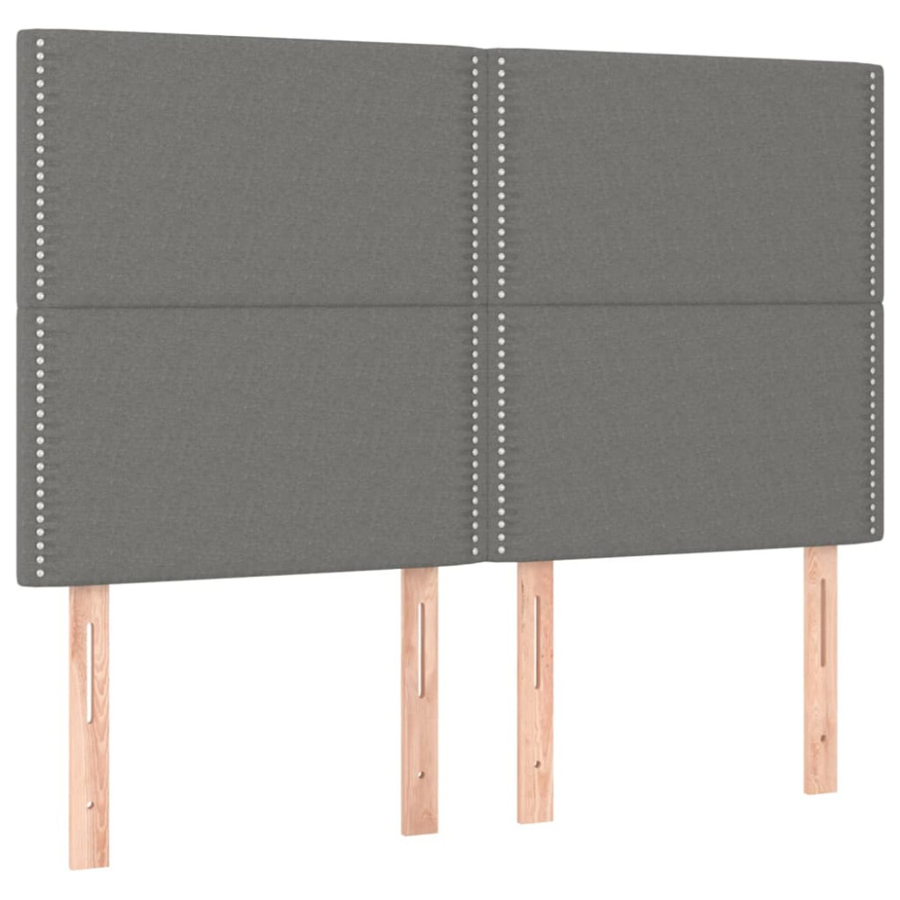 Produktbild för Ramsäng med madrass mörkgrå 140x190 cm tyg