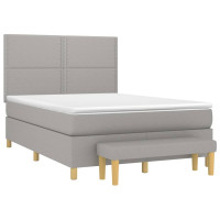 Produktbild för Ramsäng med madrass ljusgrå 140x200 cm tyg