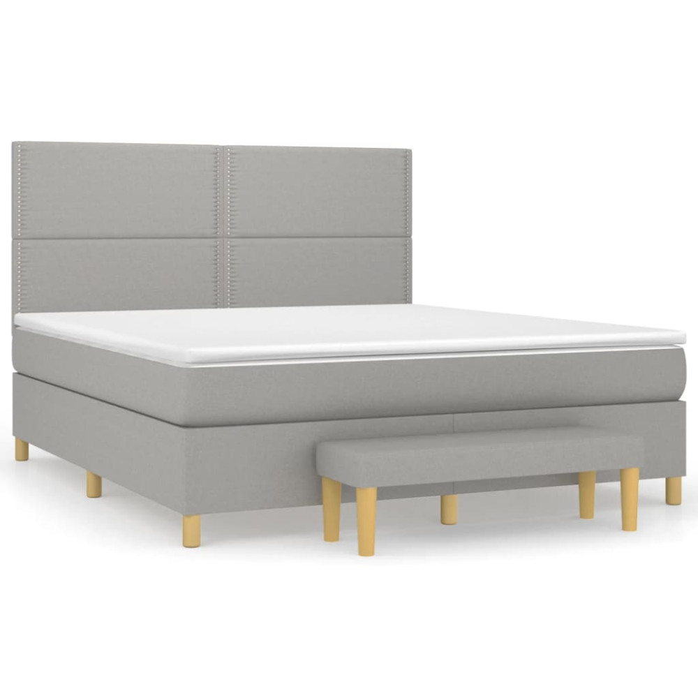 Produktbild för Ramsäng med madrass ljusgrå 180x200 cm tyg