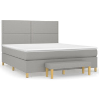 Produktbild för Ramsäng med madrass ljusgrå 180x200 cm tyg