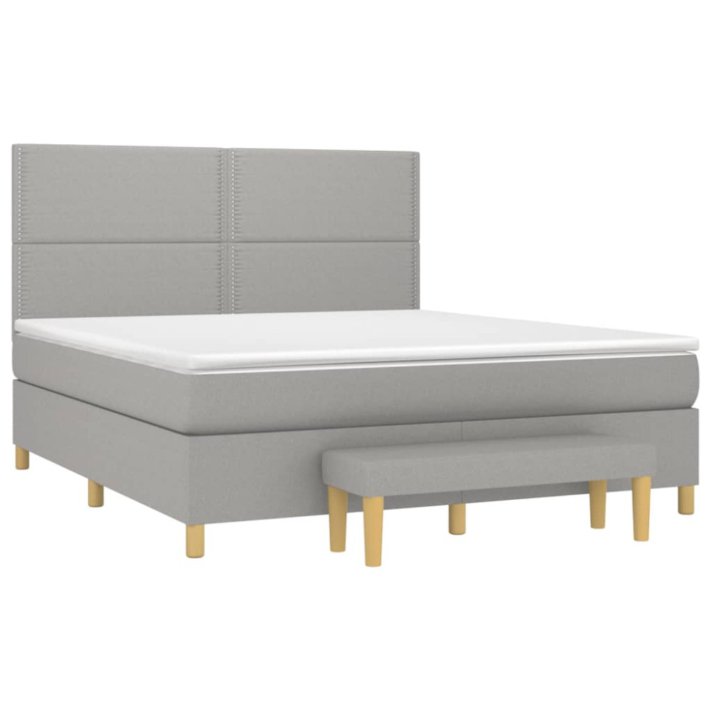 Produktbild för Ramsäng med madrass ljusgrå 180x200 cm tyg
