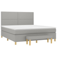 Produktbild för Ramsäng med madrass ljusgrå 180x200 cm tyg