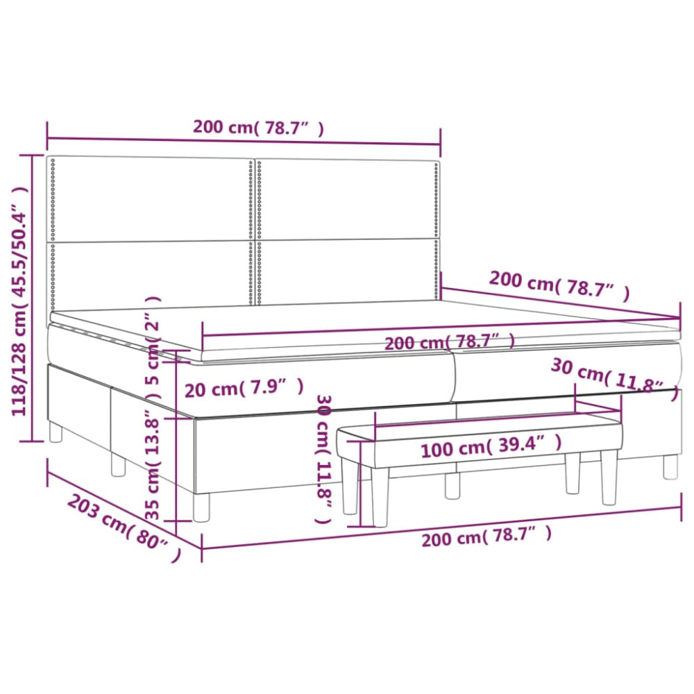 Produktbild för Ramsäng med madrass ljusgrå 200x200 cm tyg