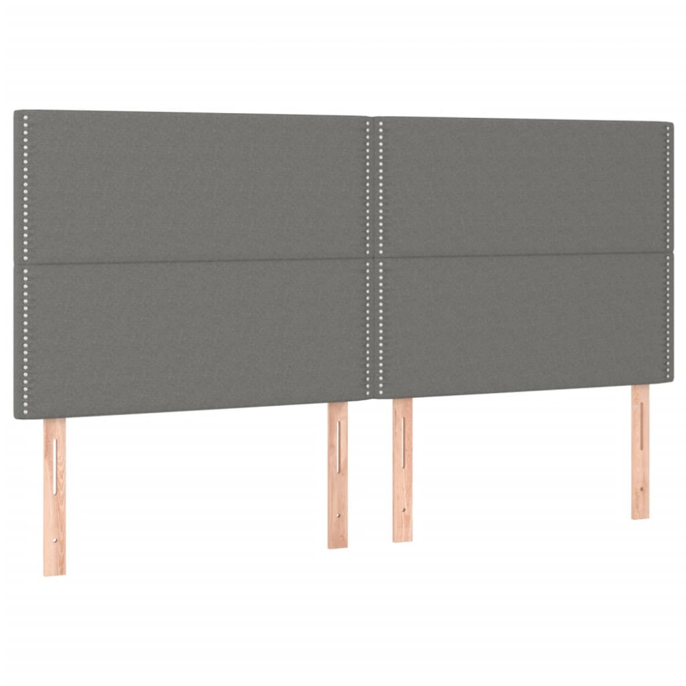 Produktbild för Ramsäng med madrass mörkgrå 200x200 cm tyg