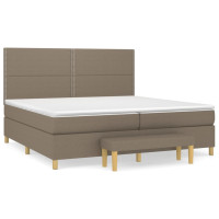 Produktbild för Ramsäng med madrass taupe 200x200 cm tyg