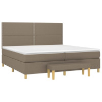 Produktbild för Ramsäng med madrass taupe 200x200 cm tyg