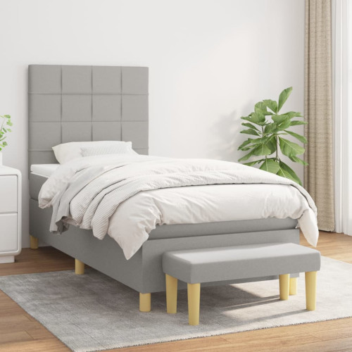 vidaXL Ramsäng med madrass ljusgrå 80x200 cm tyg - Sängar & Sängramar