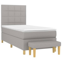 Produktbild för Ramsäng med madrass ljusgrå 80x200 cm tyg