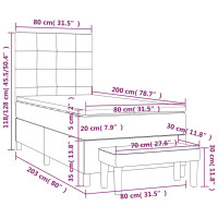 Produktbild för Ramsäng med madrass ljusgrå 80x200 cm tyg