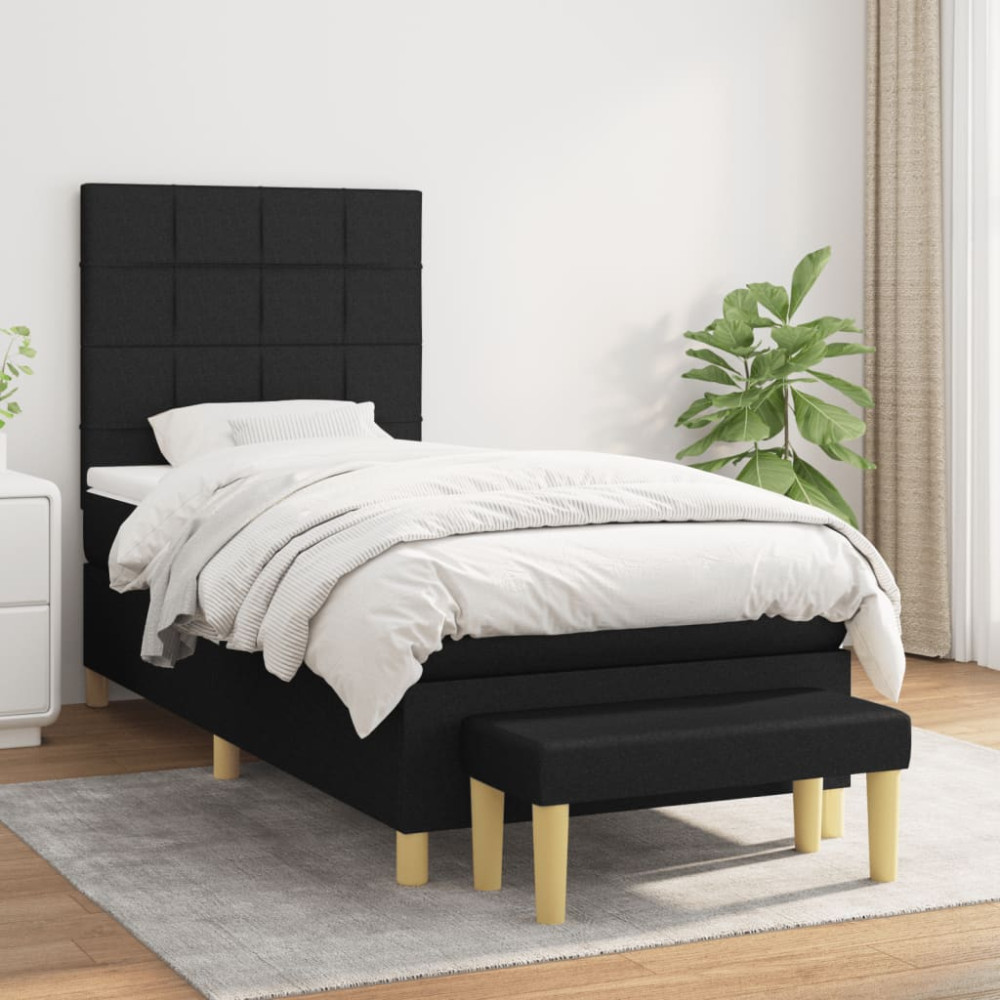 Produktbild för Ramsäng med madrass svart 80x200 cm tyg