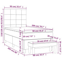 Produktbild för Ramsäng med madrass ljusgrå 90x200 cm tyg