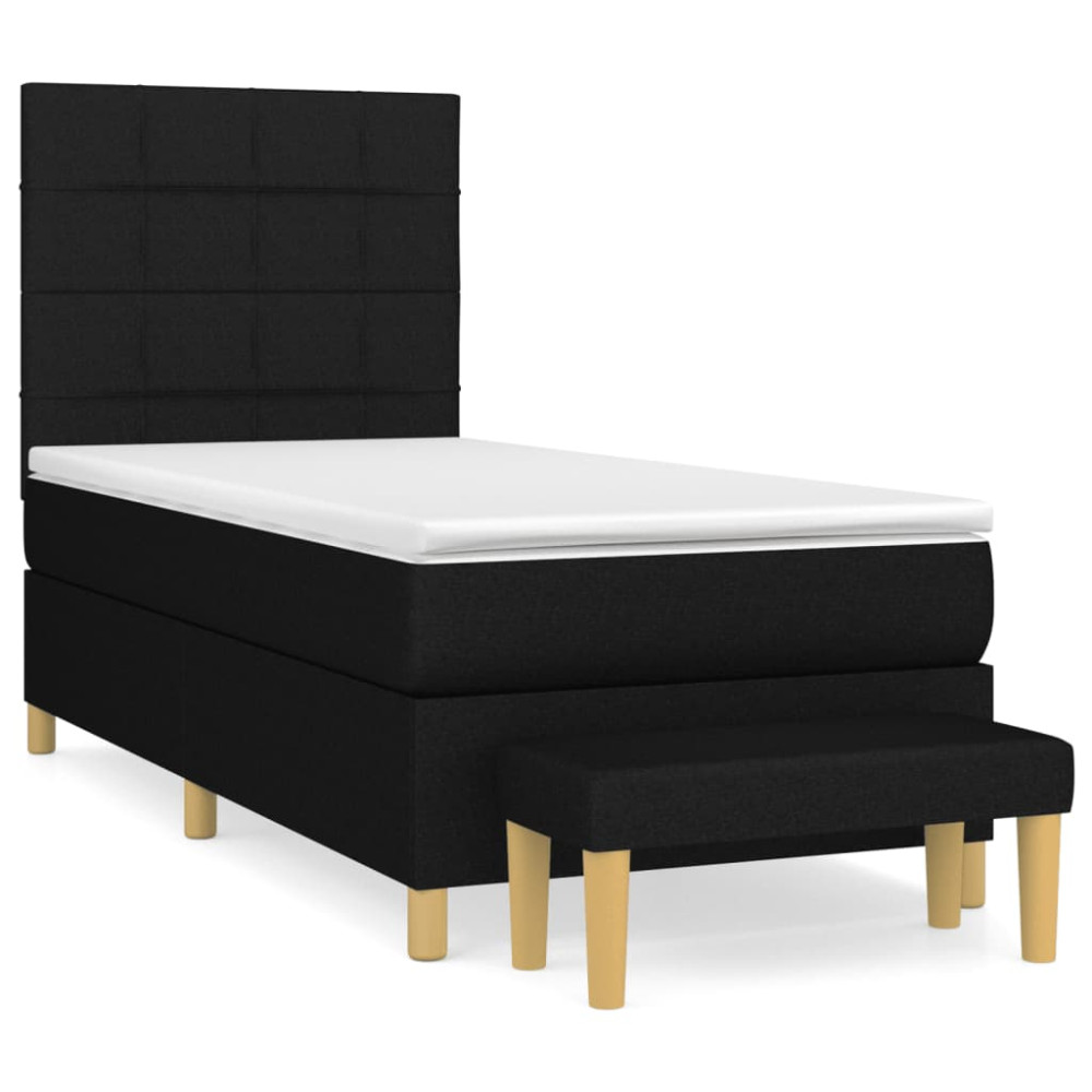 Produktbild för Ramsäng med madrass svart 90x200 cm tyg