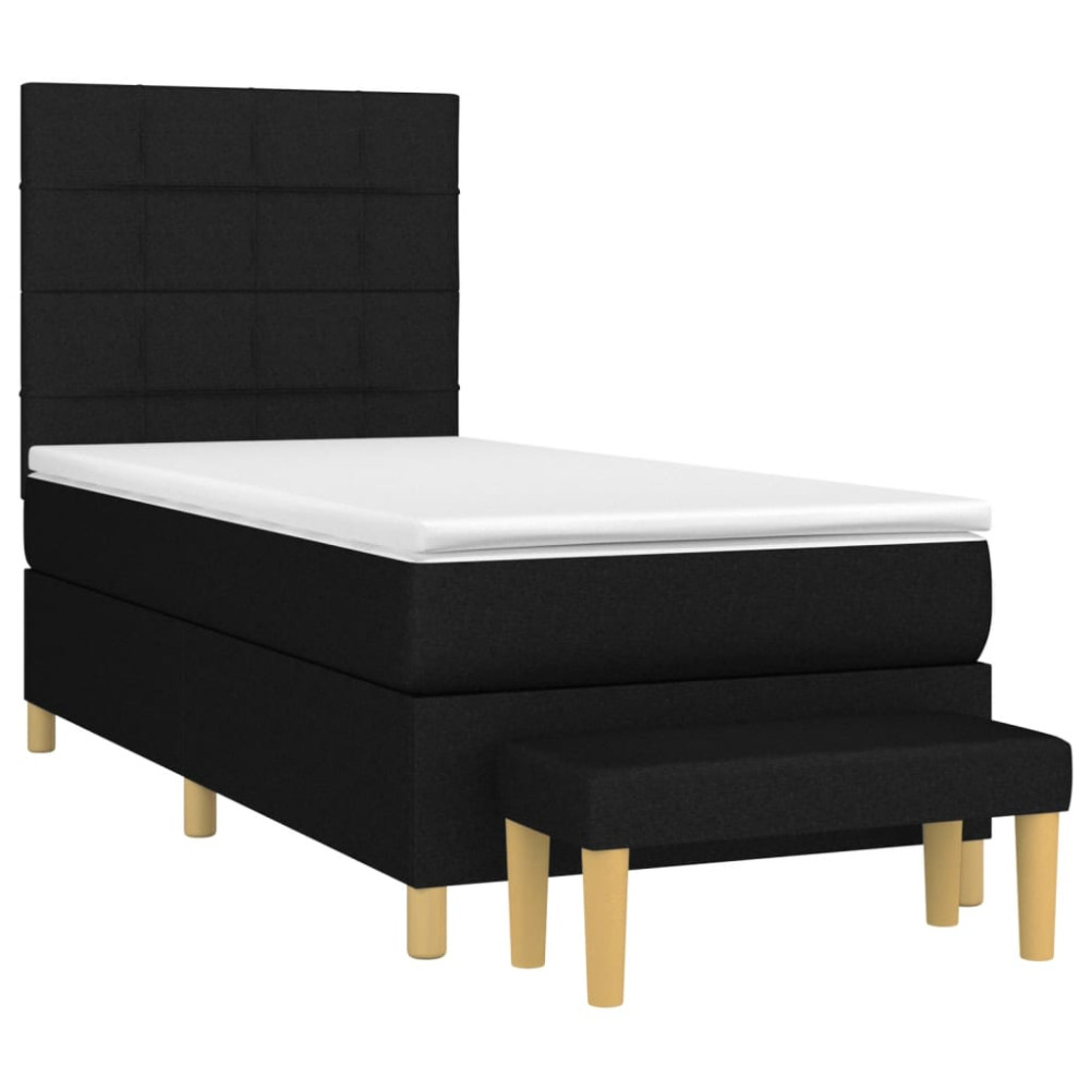 Produktbild för Ramsäng med madrass svart 90x200 cm tyg