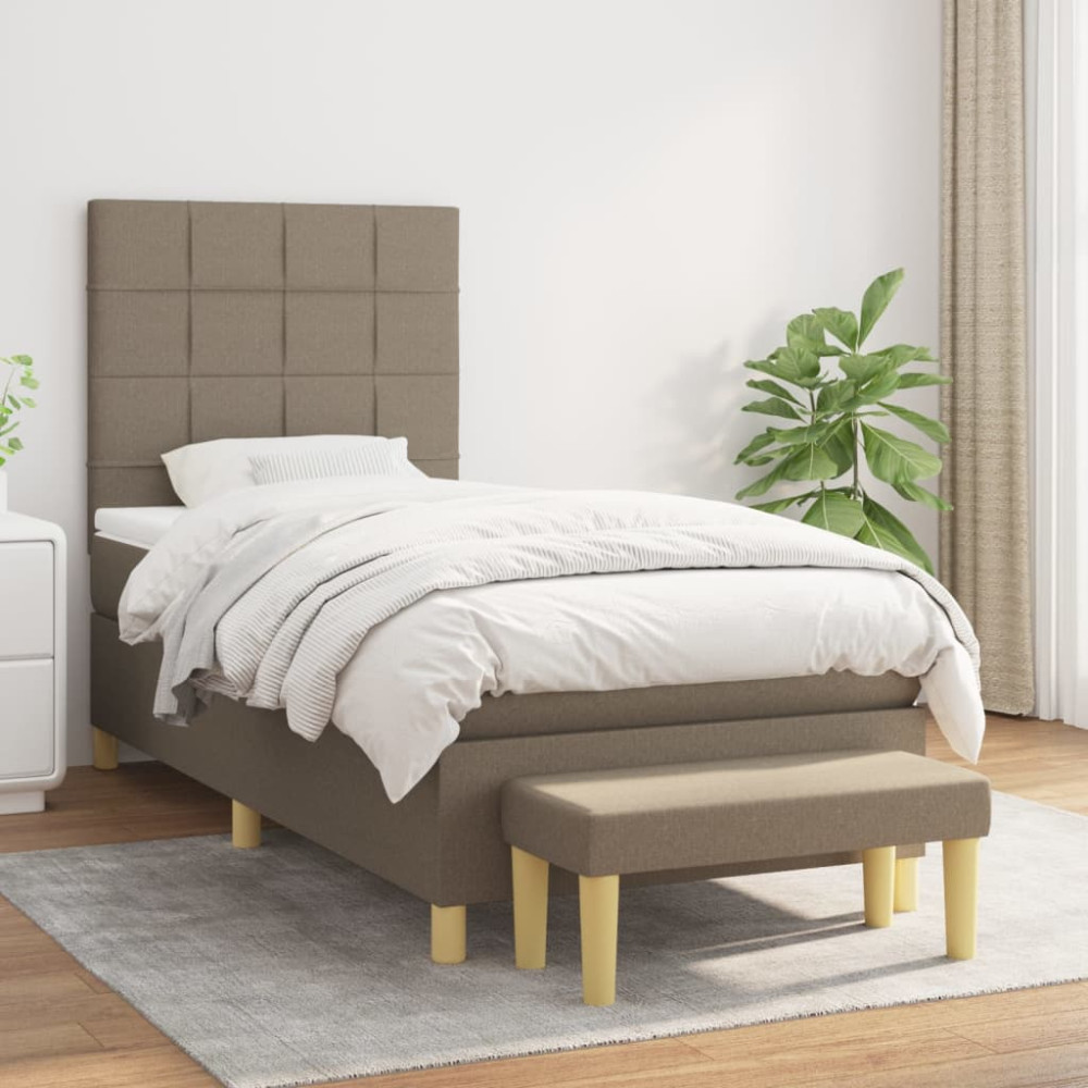 Produktbild för Ramsäng med madrass taupe 100x200 cm tyg