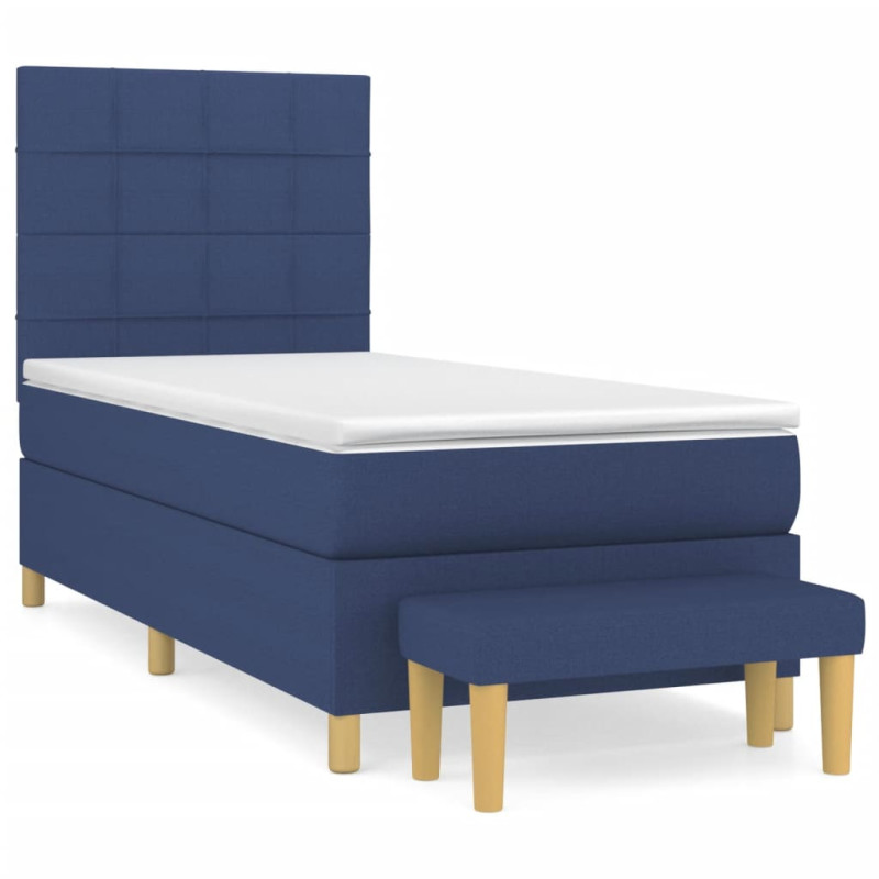 Produktbild för Ramsäng med madrass blå 100x200 cm tyg
