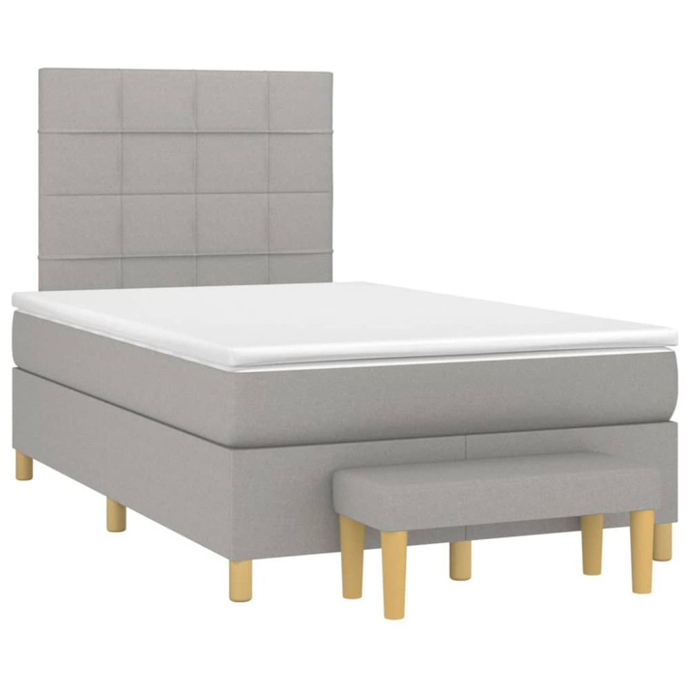 Produktbild för Ramsäng med madrass ljusgrå 120x200 cm tyg