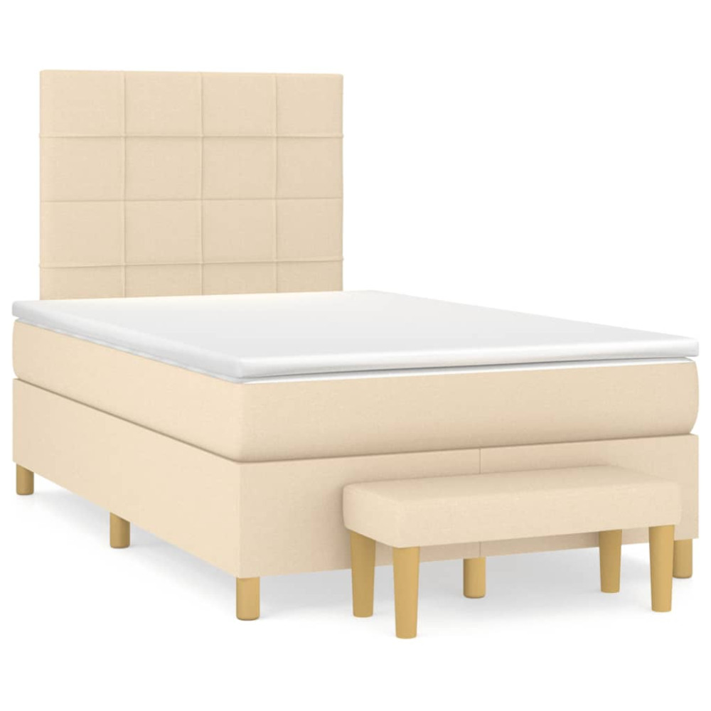 Produktbild för Ramsäng med madrass gräddvit 120x200 cm tyg
