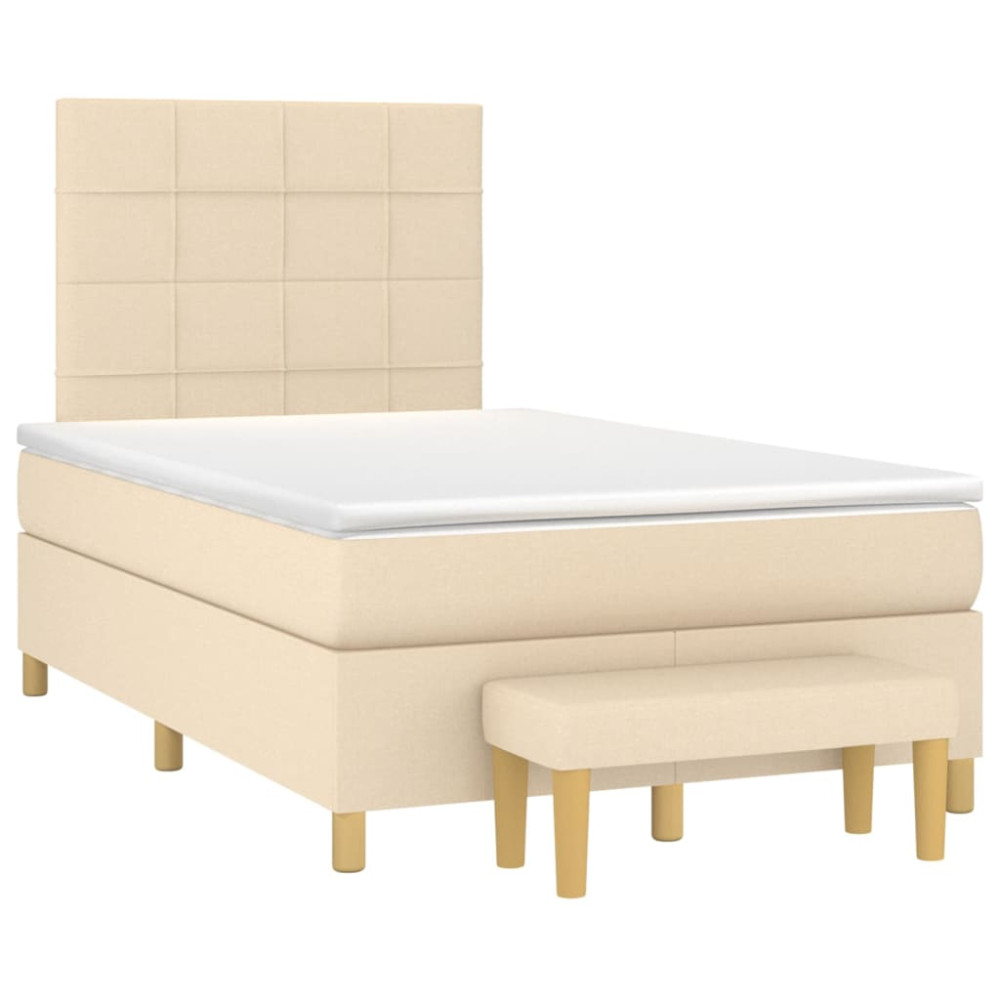 Produktbild för Ramsäng med madrass gräddvit 120x200 cm tyg