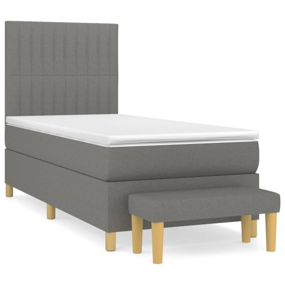 Produktbild för Ramsäng med madrass mörkgrå 80x200 cm tyg