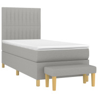 Produktbild för Ramsäng med madrass ljusgrå 90x190 cm tyg
